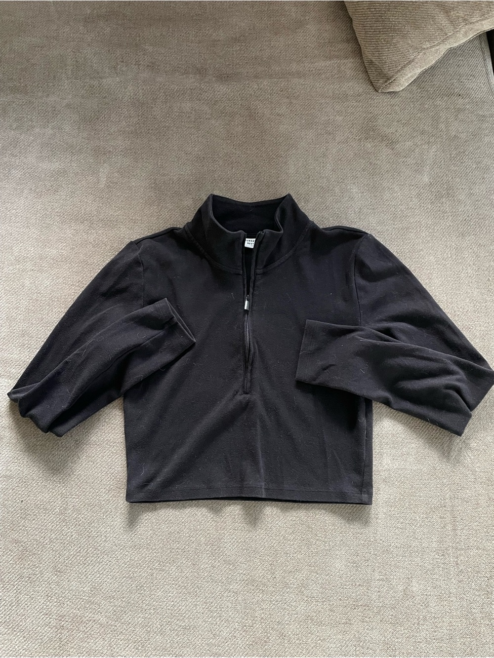 Aritzia Sunday Best Black Half-Zip Cropped Pullover
